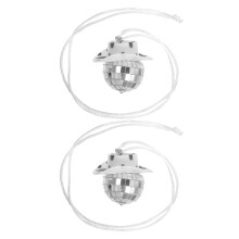 2Pièces Bijoux Rétroviseur Boule Disco Chapeau Cowboy PP