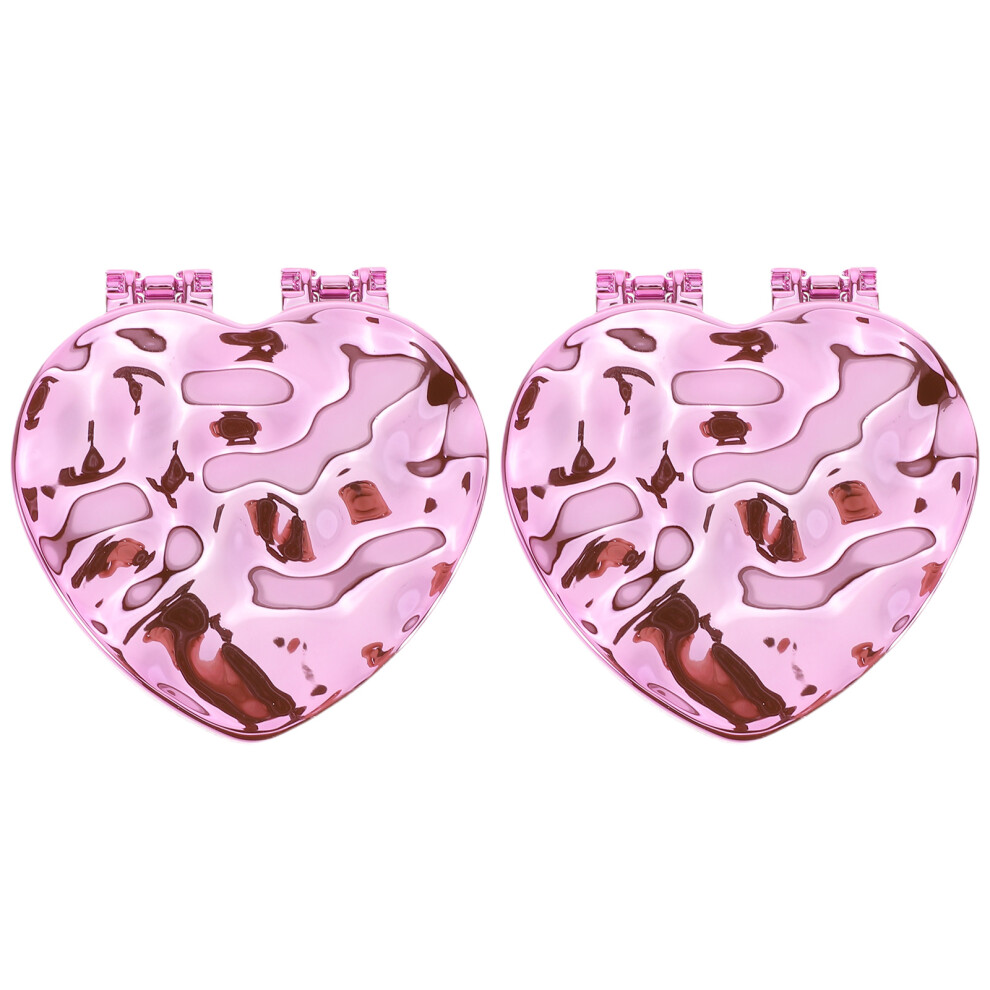 Solustre Purple 4Pcs Heart-Shaped Mini Compact Mirrors Portable Makeup Vanity