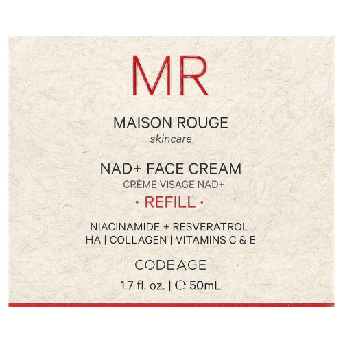 Codeage, Maison Rouge, Creme de Rosto NAD+, Refil, 1,7 fl oz (50 ml) 1