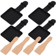 8Ensembles Poêles À Raclette Miniatures Bois Acier Colorées