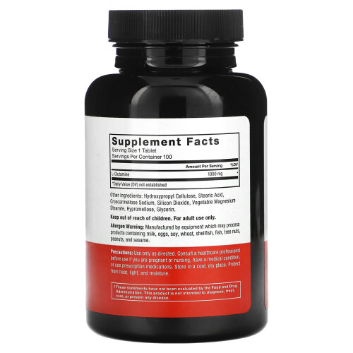Force Factor, L-Glutamiini tabletit, 1 000 mg, 100 tablettia 1