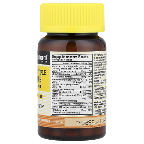 Mason Natural, Codzienne Multiple Vitaminy z Żelazem, 100 Tabletek 1