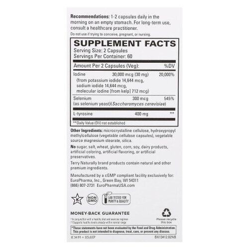 Terry Naturally, Thyroid Care Plus with Selenium, 120 Capsules 1