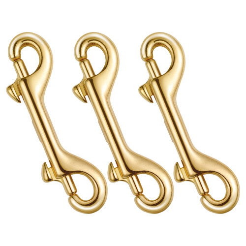 15Pcs Brass Double Bolt Snap Hooks Golden Clips for Bag Straps Secure
