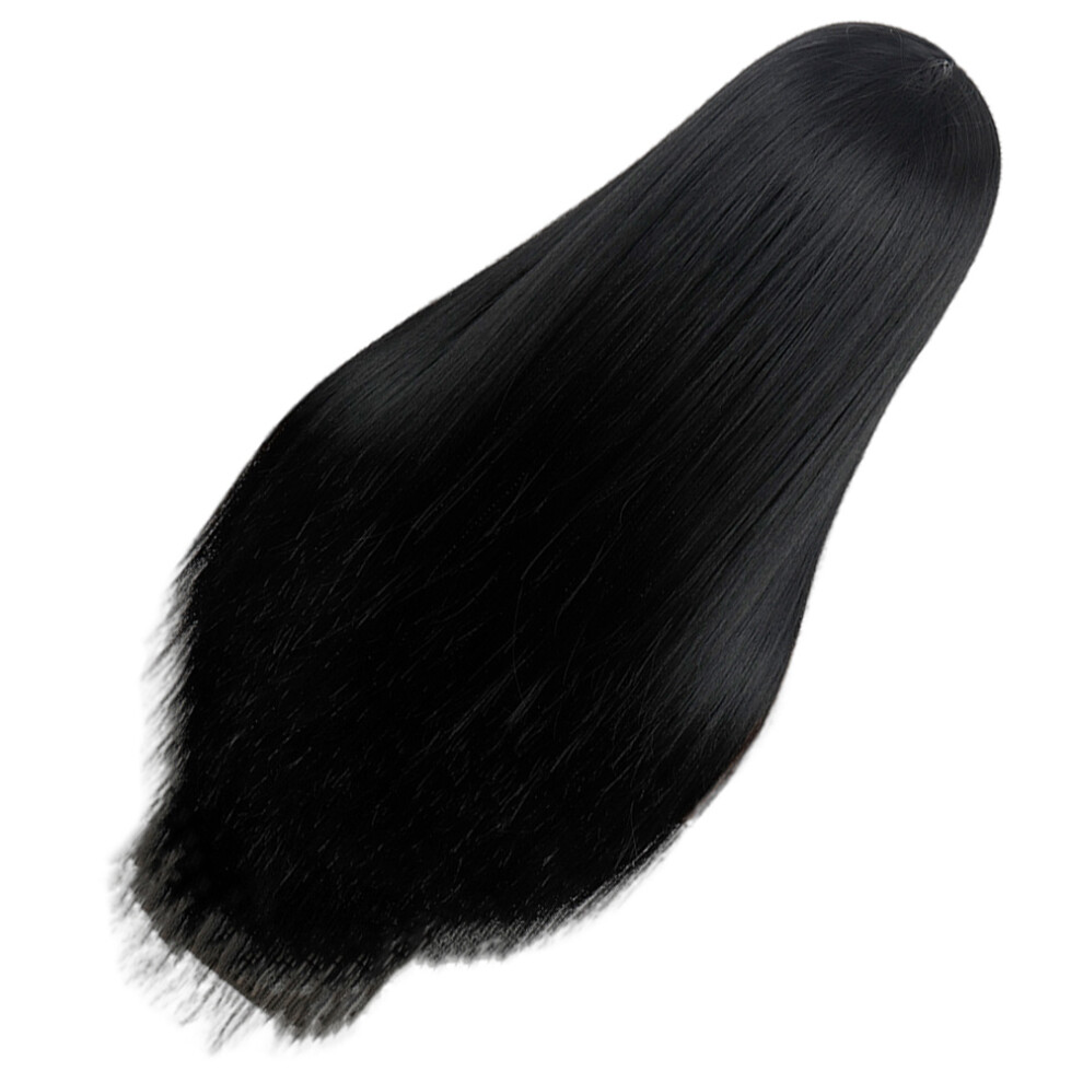 Aboofan 5Pcs Women Black Synthetic Straight Long Wig Comfortable Lace Front