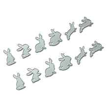 4Ensembles Dies De Découpe Lapin En Acier, Pochoirs Argentés Créatifs
