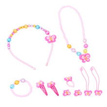 2Pcs Colorful Acrylic Beads Necklace Bracelet Set Stretch Jewelry Set