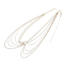 5Pcs Tassel Waist Chain Multi-Layer Golden Rhinestone Body Decoration