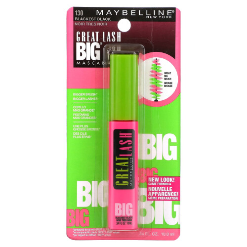 Maybelline Maybelline, Great Lash, Μεγάλο Μαύρισμα, 130 Μαύρο Μαύρο, 0.34 fl oz (10 ml) 1