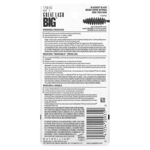 Maybelline Maybelline, Great Lash, Μεγάλο Μαύρισμα, 130 Μαύρο Μαύρο, 0.34 fl oz (10 ml) 2