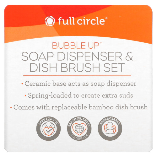 Full Circle, Bubble Up, Soap Dispensator & Diskborste Set, Vit, 1 Set 1