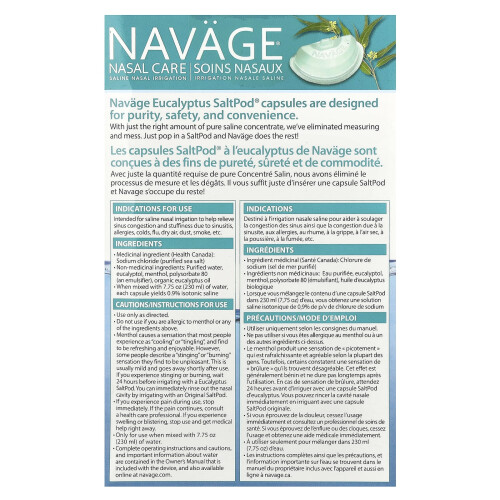 Navage, Θεραπεία Νάσης, Σαλίνη Νάση Irrigation, SaltPod Ευκάλυπτος, 30 Σαλίνη Κύτταρα Φιάλες 1