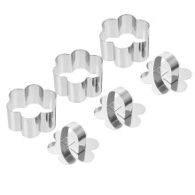 6Sets Silver Stainless Steel Plum Blossom Mousse Mold for Home Baking