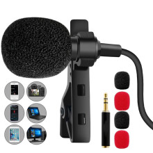 3Pcs Black Lavalier Mic Clip-on Omnidirectional for Computer Recording