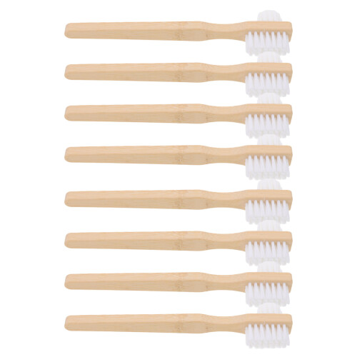 Medium Hardness Denture Cleaning Brush with Ergonomic Bamboo Grip