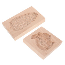 4Pcs Light Brown Wooden Cookie Cutter Set 3D Pinecone Squirrel Molds