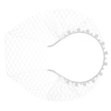 2Pcs White Pearl Birdcage Veil Headband Bridal Headdress for Wedding