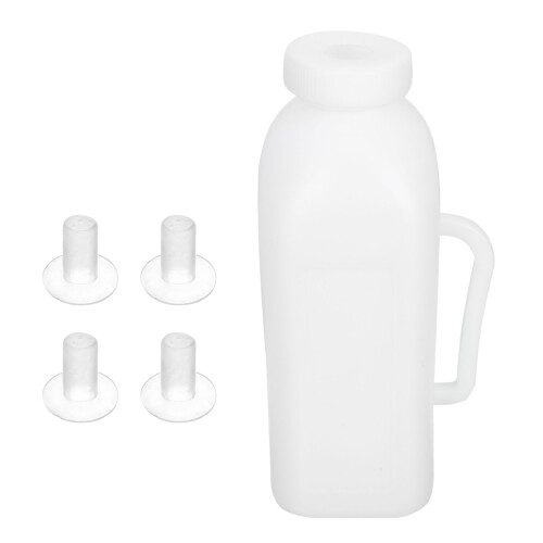 2Sets Plastic Silicone Lamb Calf Nursing Bottle Milk Feeder White