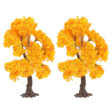 2Pcs Fairy Garden Mini Maple Tree Model Realistic Plastic Decoration