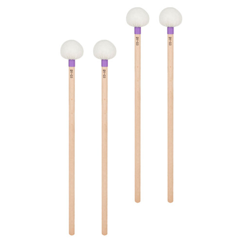 4Pcs Professional Felt Drum Mallets Wood Handle Purple for Drummers