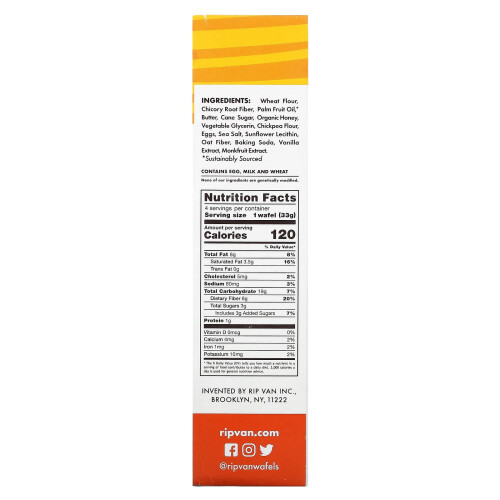 Rip Van Wafels, Μέλισσα & Σίκαλο, 4 Pack, 1.16 oz (33 g) Each 1