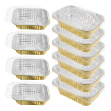 10Sets Portable Aluminum Foil Cake Baking Pans with Lid Multi-Function
