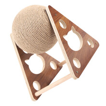 Jouet en bois en forme de triangle avec balle à griffer pour chat, corde de sisal – Escalade et affûtage des griffes