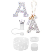For Cup Ornament Set Letter A Decorations Set for 30/40OZ Water Cup Diamond Straw Topper Spill Proof Stopper