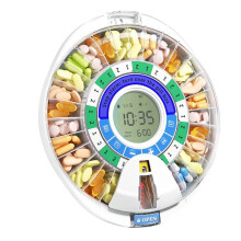 Automatic Pill Dispenser for Elderly with Alarms - 28 Slots, Key Locked, Alarms & Light Reminder, Mix-Proof, XL Display