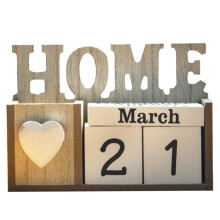Wooden Home Perpetual Calendar with Pen Holder Block Perpetual for Home Office Desk Organizer Decoration