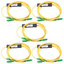 5pcs SC APC 1X2 Singlemode Fiber Optical Splitter FBT Fiber Optical Splitter Fiber Optic Pigtail Splitter Tapered Box