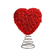 Valentine Day Tree Topper 8.8 Inch Romantic Heart Tree Ornament for Wedding Holiday Party Decoration Supplies Red