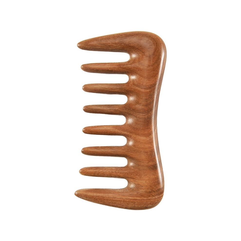 Unisex Green Wide Tooth Hair Comb - Natural Wood Comb For Curly Hair - No Static Sandalwood Hair Pick Wooden Comb For Detangling