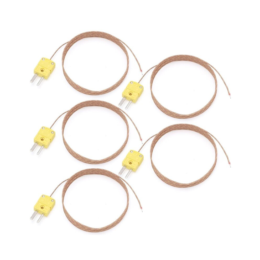 5 Pack High Accuracy Type K Temperature Probes & Sensors for Thermocouple Thermometer, 2 Meters