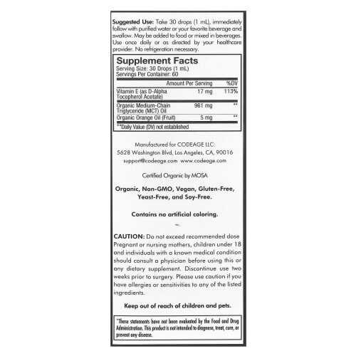 Codeage, Vitamina E+ Líquida, Sem Sabor, 2 fl oz (59.2 ml) 2
