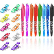 8pcs Heat Erasable Pens for Fabric with 10Pcs Sewing Clips Fabric Marking Pens for Marking Quilting Sewing Dressmaking