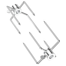 2Pcs Stainless Steel BBQ Rotisserie Forks Heavy Duty Grill Rotisserie Spit Meat Forks Fits Square Spit Rods
