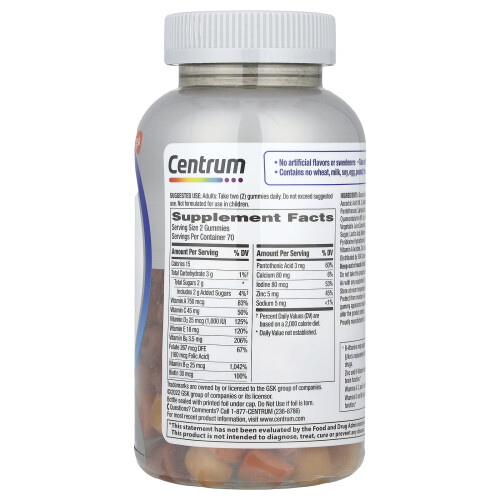 Centrum Centrum, Men 50+ Multigummies, Assorted Natural Fruit, 140 Gummies 1