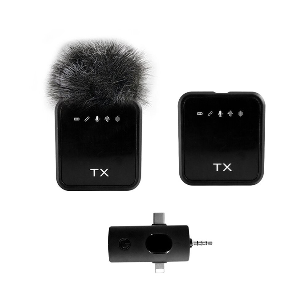 Wireless Microphones, 3In1 Lavalier Microphone With Noise Cancellation 3.5 Mm Microphone 2 Pack Led Display Mic 4712217612155