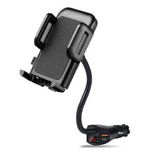 360 Degree Rotatable Car Phone Holder with USB Charger and Voltage Detector Car Mobile Phone Stand