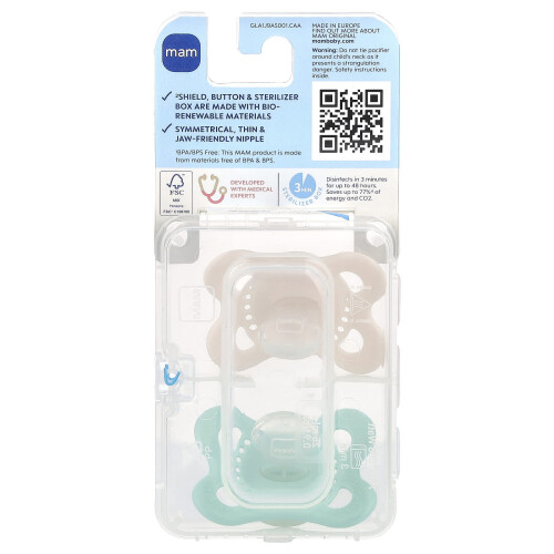 MAM MAM, Original Night, Pacifier, 0-6 Months, 2 Count 1