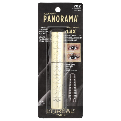 L'Oréal, Voluminous Panorama Mascara, 702 Black Brown, 0,33 fl oz (9,9 ml) 1