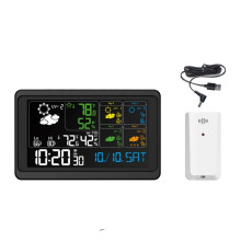 Tuya WiFi Color Screen Weather Station RF Sensor Weather Clock with 1 Transmitter Electronic Temperature Gauge Meter