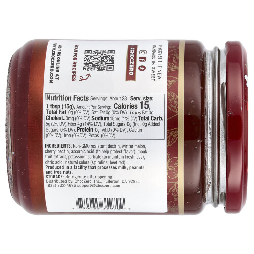 ChocZero, Sort Cherry Jam Stil, 12 oz (340 g) 1