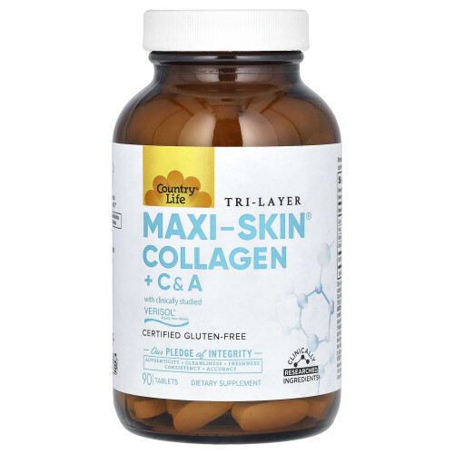 Country Life, Τριπλό Στρώμα Maxi-Κολλαγένη + C & A, 90 Tablets 2