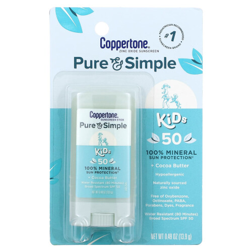 Coppertone, Απλή και Απλή, Παιδιά, Σύνδεσμος Ηλίου, SPF 50, Καραμέλα Βούτυρο, 0.49 oz (13.9 g) 1
