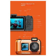 Waterproof Camera D50 Dual Screen Selfie Outdoor Sports HD Diving Underwater IP68 10 Meters Waterproof for Swimming,A