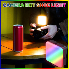 Luz de Vídeo LED RGB Colorida 3000K-6000K Preenchimento Tipo-C Luz de Sapata para Câmera de Bolso