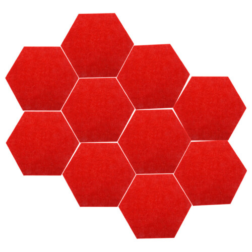 10Pièces Tapis Feutre Rouge Tableau Décorations Murale Hexagone