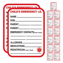 30Pièces Labels Auto-Adhésifs Médicaux Rouge Sos Enfants Imperméables